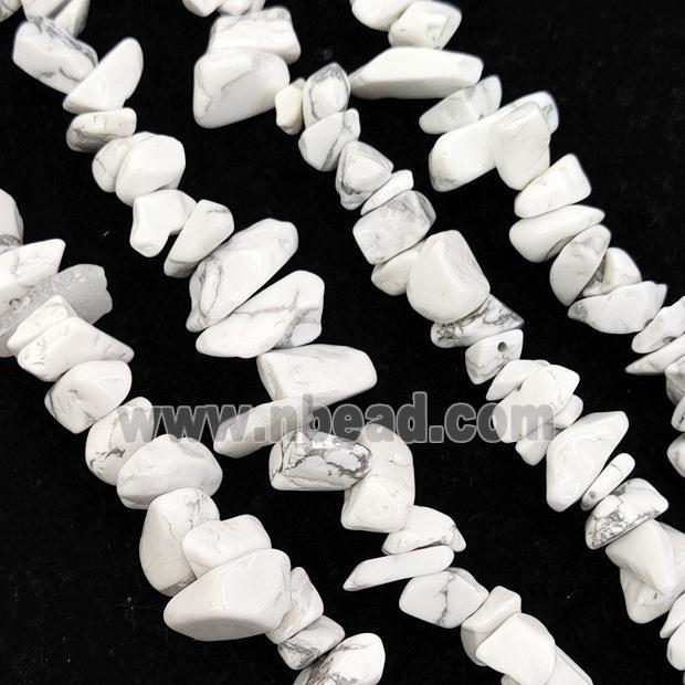 White Howlite Chip Beads Freeform