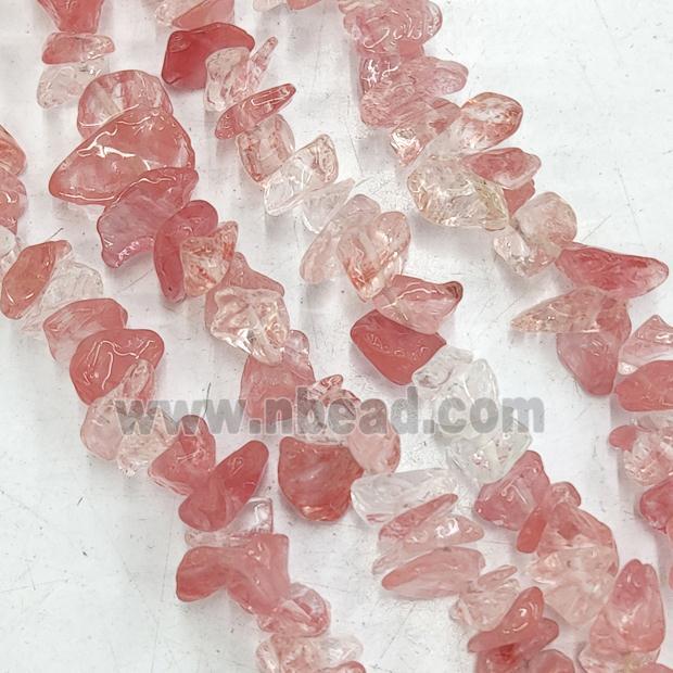 Synthetic Pink Watermelon Quartz Chip Beads