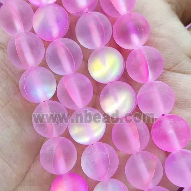 Pink Mermaid Glass Beads Round Matte
