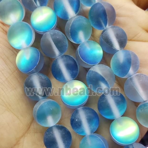 Blue Mermaid Glass Beads Matte Round