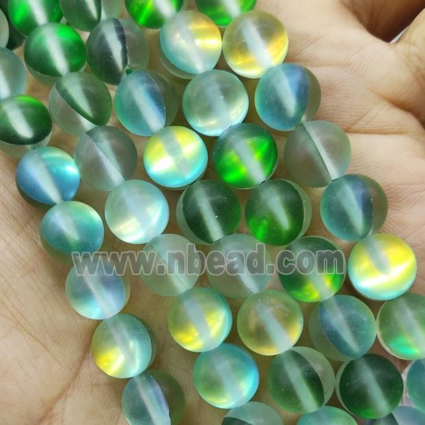 Green Mermaid Glass Beads Round Matte