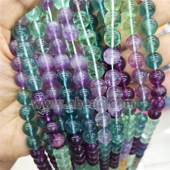 Round Fluorite Beads Multicolor Smooth