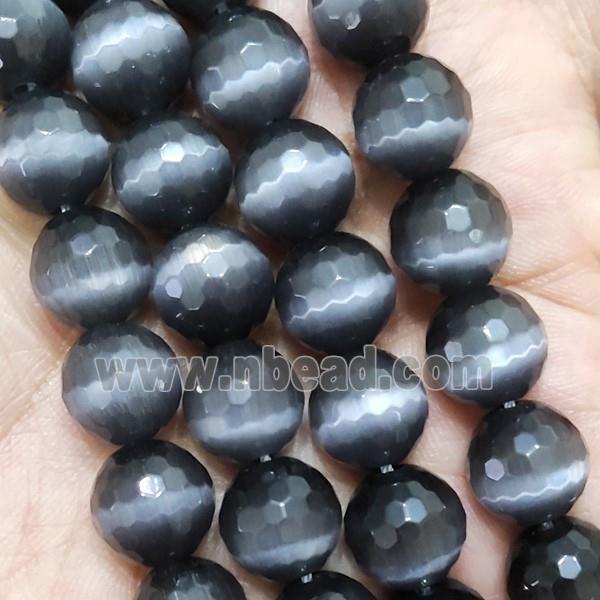 Gray Cat Eye Stone Beads Faceted Round