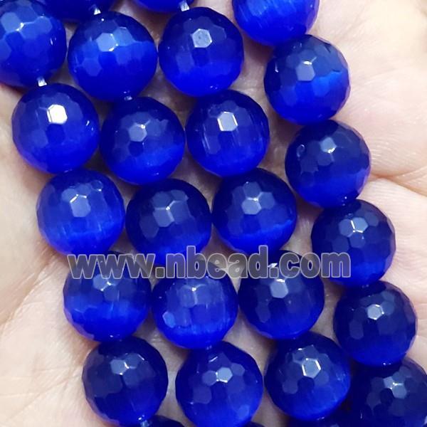 LapisBlue Cat Eye Stone Beads Faceted Round