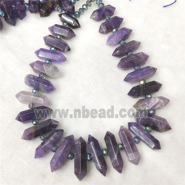 Purple Amethyst Prism Beads Graduated