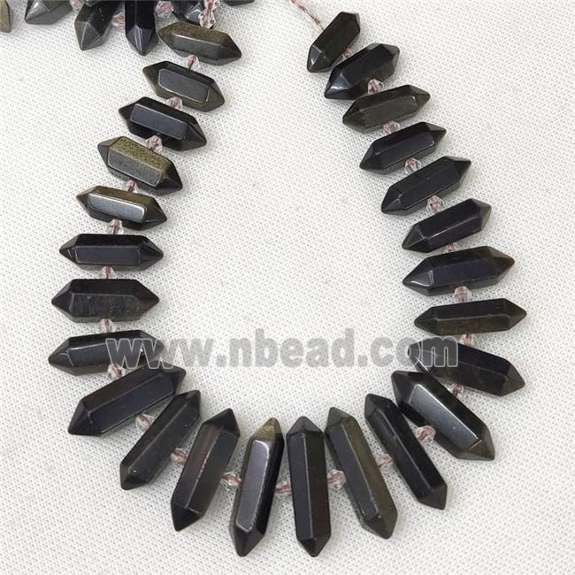 Natural Obsidian Prism Beads Graduated