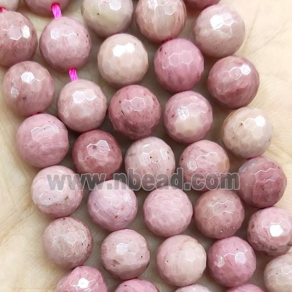 Pink Wood Lace Jasper Beads Faceted Round