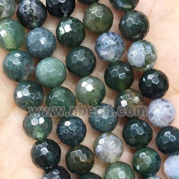 Green Moss Agate Beads Faceted Round