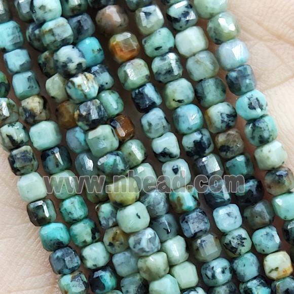 Green African Turquoise Cube Beads Tiny