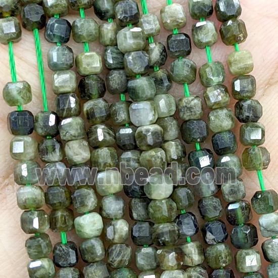 Green Tourmaline Cube Beads