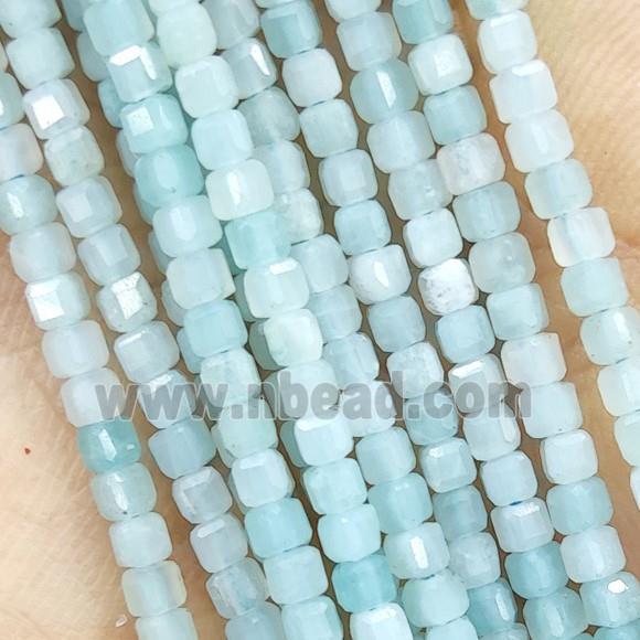 Blue Amazonite Beads Faceted Cube
