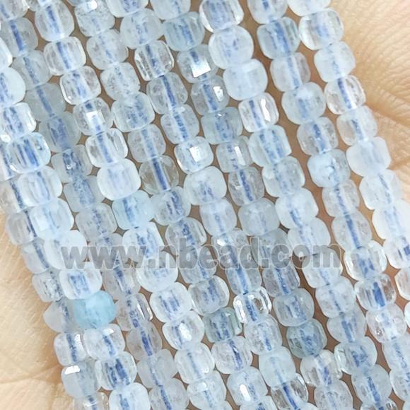 Blue Aquamarine Cube Beads
