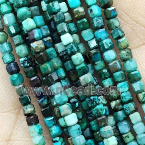 Natural Green Chrysocolla Beads Faceted Cube