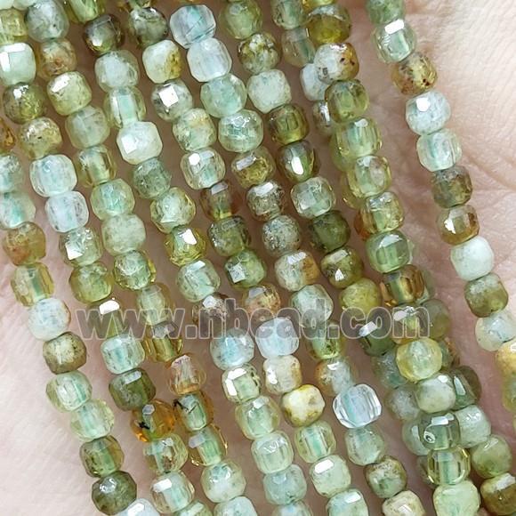 Green Garnet Cube Beads