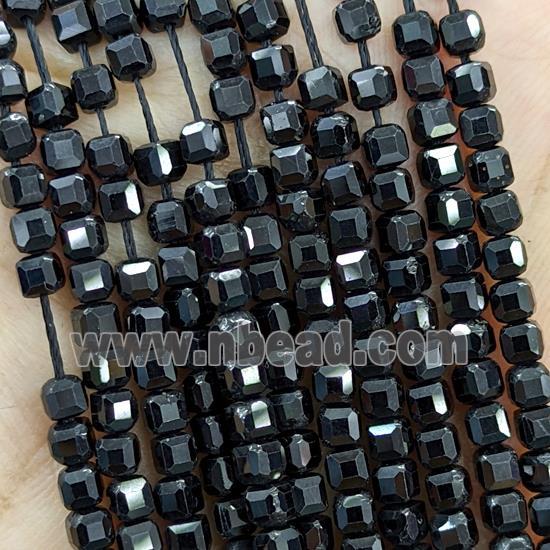 Natural Black Spinel Beads Faceted Cube