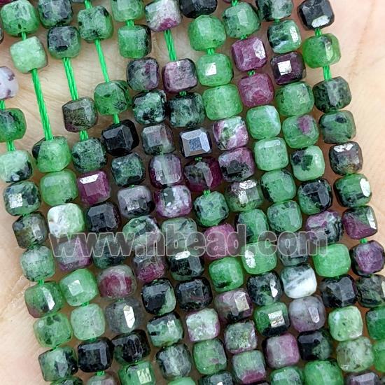 Ruby In Zoisite Beads Green Faceted Cube