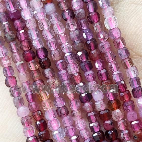 Natural Pink Spinel Beads Faceted Cube