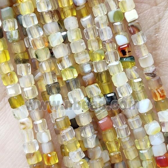 Natural Agate Cube Beads Yellow B-Grade