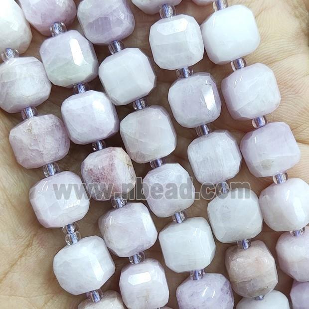 Kunzite Beads Faceted Cube