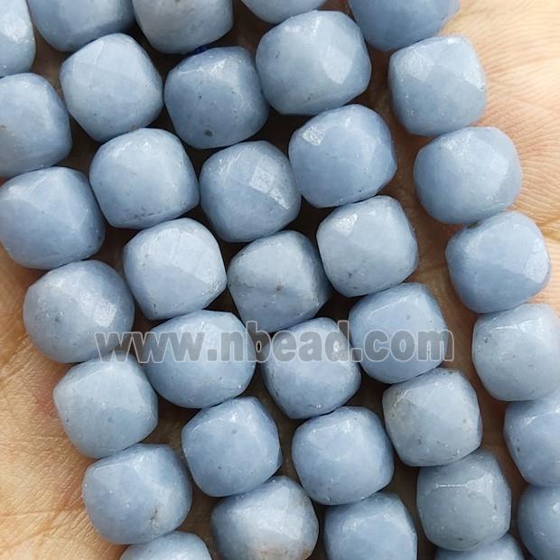 Blue Angelite Beads Faceted Cube