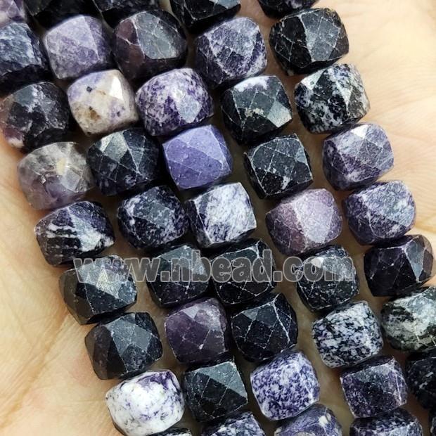 Purple Charoite Beads Faceted Cube
