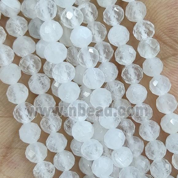 White Moonstone Beads Faceted Round