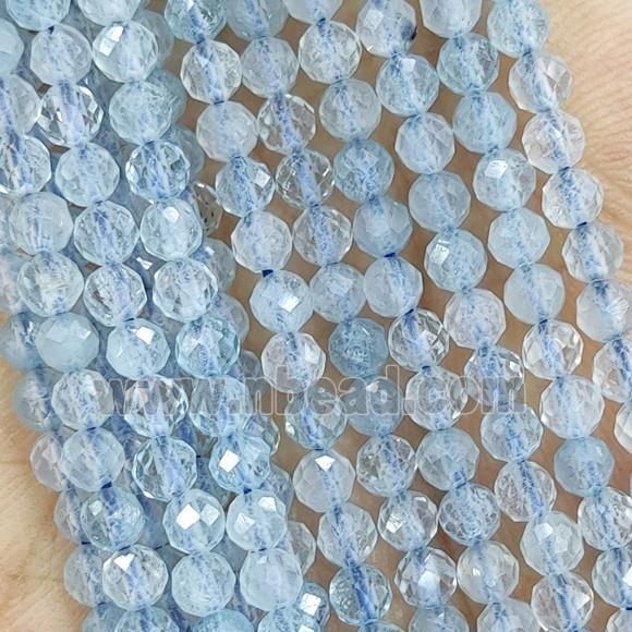 Blue Aquamarine Beads Faceted Round A-Grade