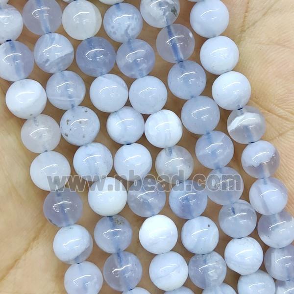Blue Lace Agate Beads Smooth Round