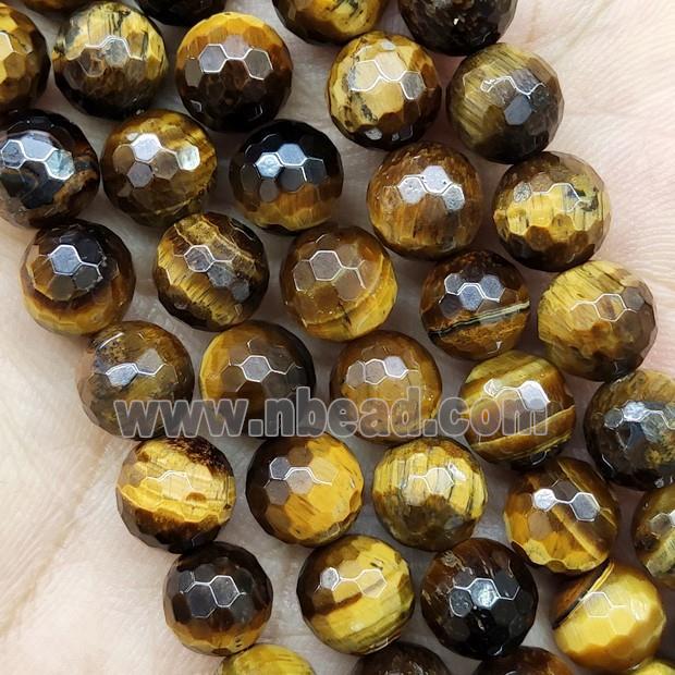 Faceted Round Tiger Eye Stone Beads