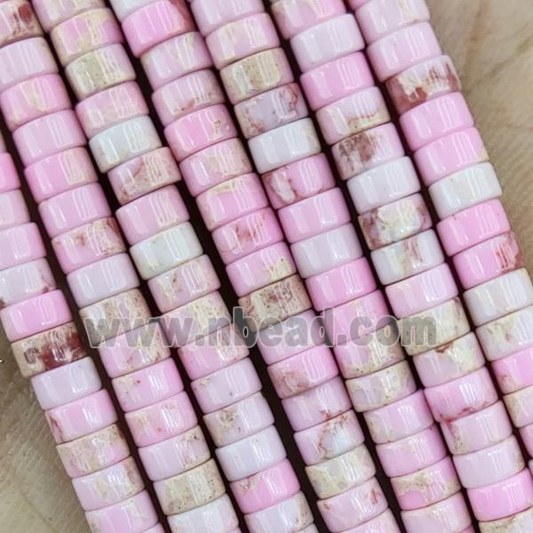 Pink Dye Imperial Jasper Heishi Beads