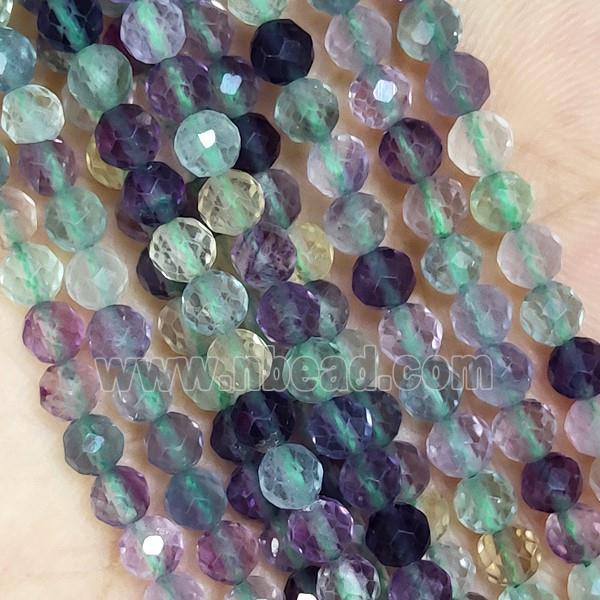Natural Fluorite Beads Faceted Round Multicolor