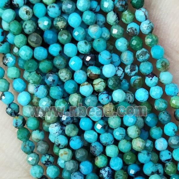 Natural Hubei Turquoise Beads Tiny Faceted Round