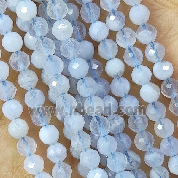 Natural Blue Lace Agate Beads Faceted Round