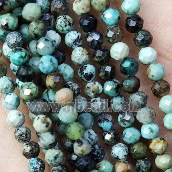 Natural African Turquoise Beads Faceted Round Green