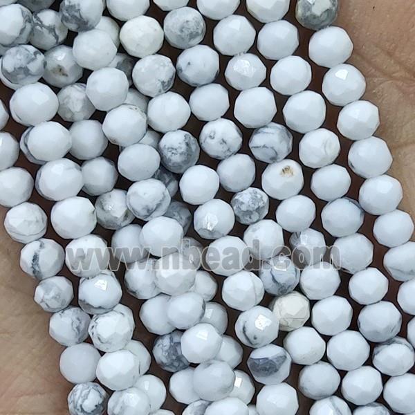 White Howlite Turquoise Beads Faceted Round