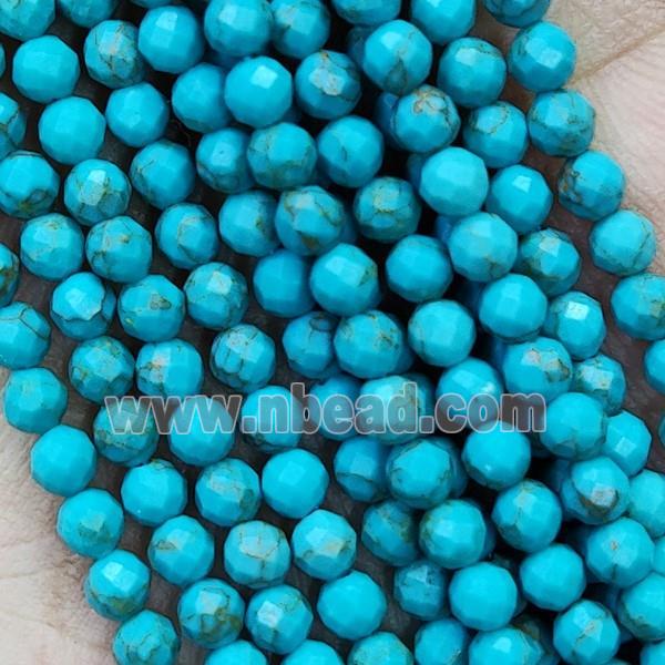 Synthetic Turquoise Beads Faceted Round
