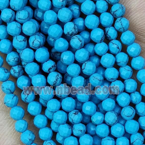 Synthetic Turquoise Beads Blue Faceted Round