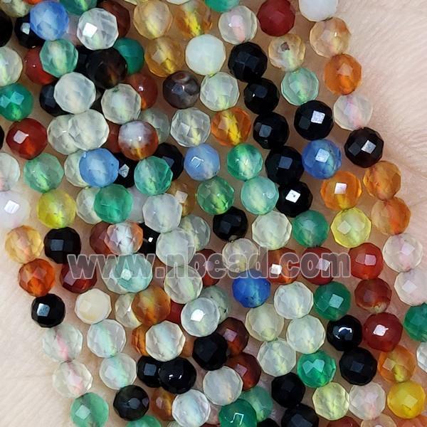 Natural Agate Beads Mix Color Dye Faceted Round