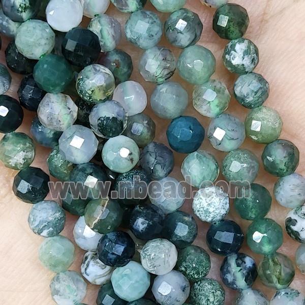 Green Moss Agate Beads Faceted Round