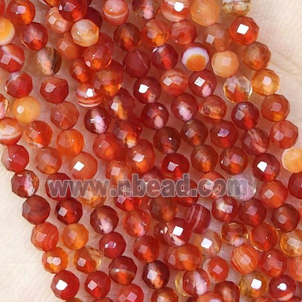 Red Striped Agate Beads Faceted Round