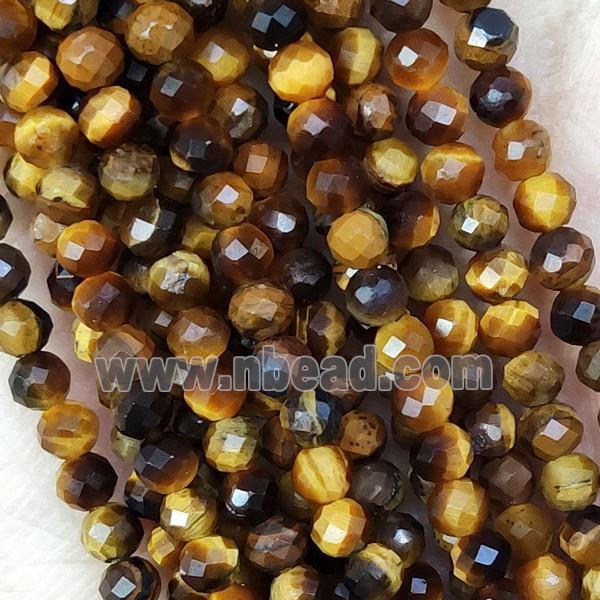 Natural Tiger Eye Stone Beads Yellow Tiny Faceted Round