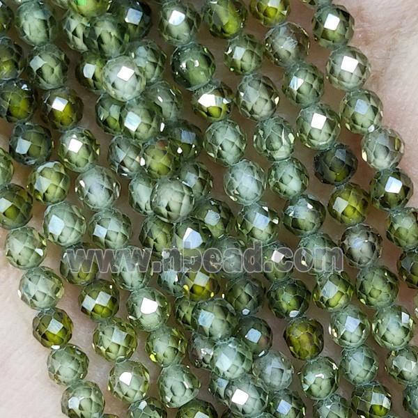 Green Cubic Zircon Beads Faceted Round