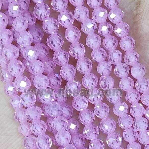 Pink Cubic Zircon Beads Faceted Round