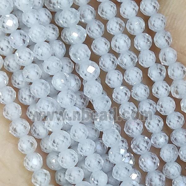 White Cubic Zircon Beads Faceted Round