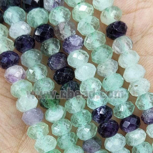 Natural Fluorite Beads Faceted Rondelle Multicolor