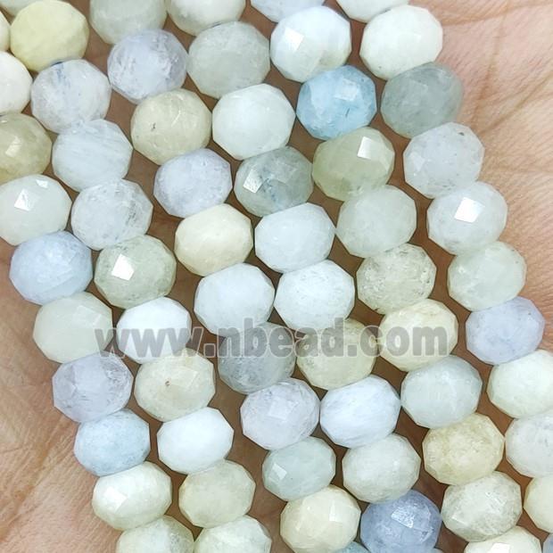 Aquamarine Beads Faceted Rondelle Multicolor