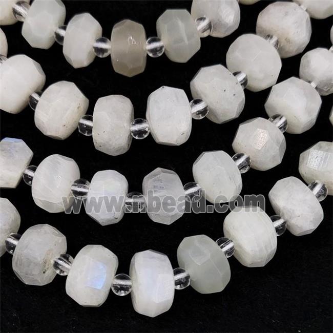 White Moonstone Beads Faceted Rondelle