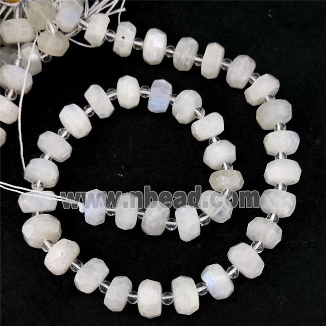 White Moonstone Beads Faceted Rondelle