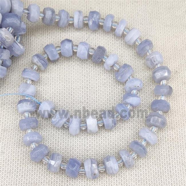 Blue Lace Agate Beads Faceted Rondelle A-Grade