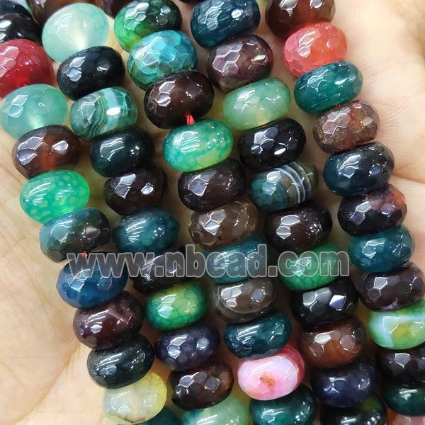 Mixed Agate Beads Faceted Rondelle Dye